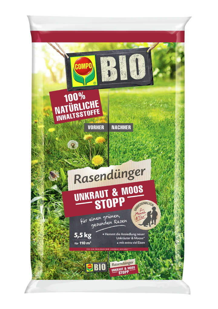 COMPO BIO Rasendünger Unkraut & Moos Stopp